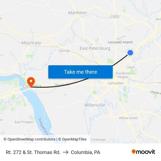 Rt. 272 & St. Thomas Rd. to Columbia, PA map