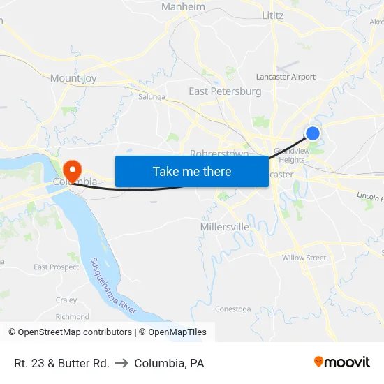 Rt. 23 & Butter Rd. to Columbia, PA map