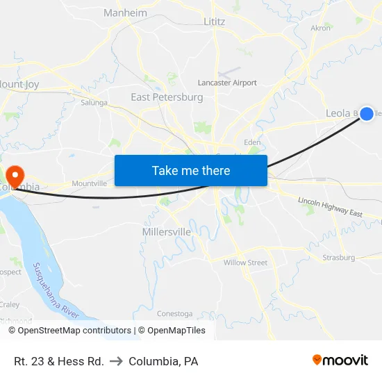 Rt. 23 & Hess Rd. to Columbia, PA map