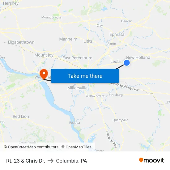 Rt. 23 & Chris Dr. to Columbia, PA map