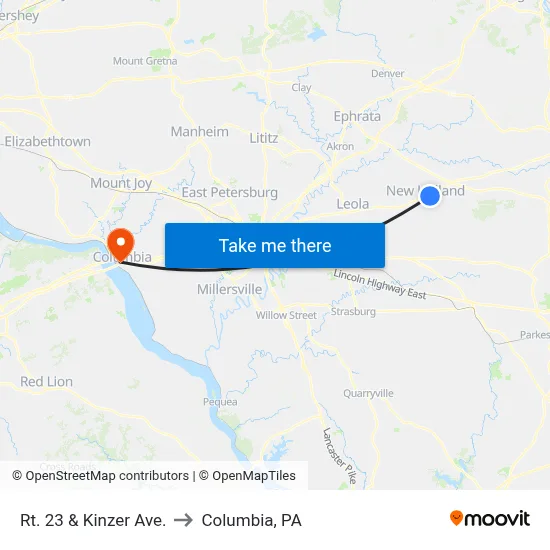 Rt. 23 & Kinzer Ave. to Columbia, PA map