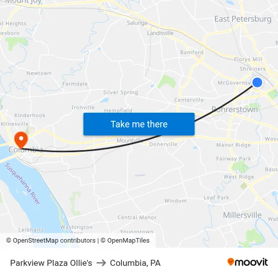 Parkview Plaza Ollie's to Columbia, PA map
