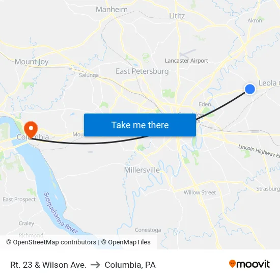 Rt. 23 & Wilson Ave. to Columbia, PA map