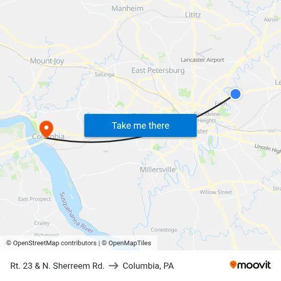 Rt. 23 & N. Sherreem Rd. to Columbia, PA map