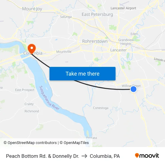 Peach Bottom Rd. & Donnelly Dr. to Columbia, PA map
