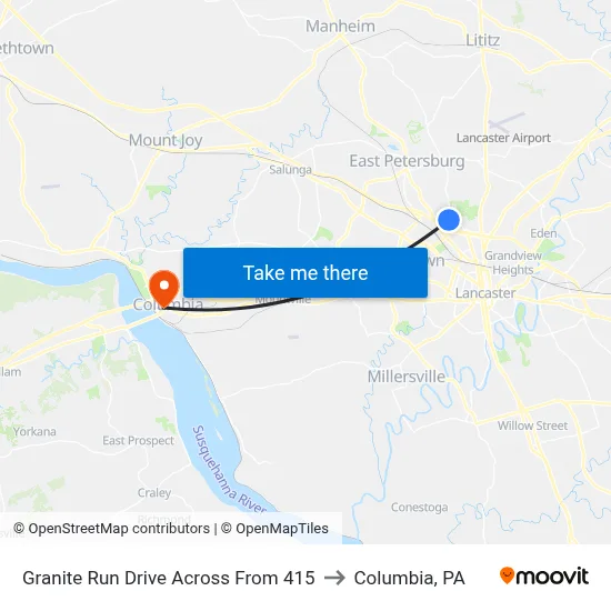 Granite Run Drive Across From 415 to Columbia, PA map