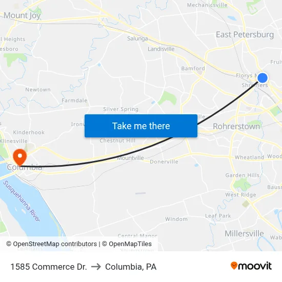 1585 Commerce Dr. to Columbia, PA map