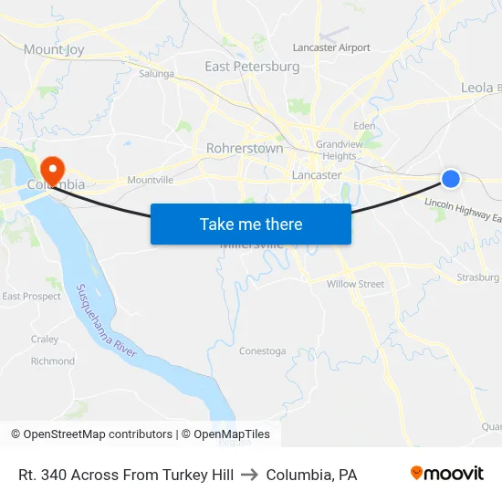 Rt. 340 Across From Turkey Hill to Columbia, PA map