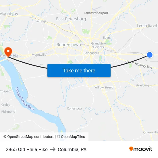 2865 Old Phila Pike to Columbia, PA map