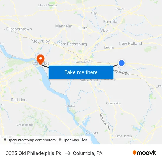 3325 Old Philadelphia Pk. to Columbia, PA map