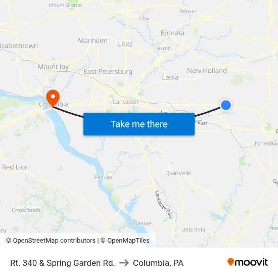 Rt. 340 & Spring Garden Rd. to Columbia, PA map