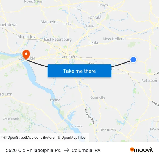5620 Old Philadelphia Pk. to Columbia, PA map