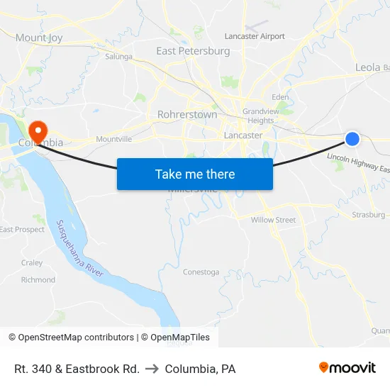 Rt. 340 & Eastbrook Rd. to Columbia, PA map