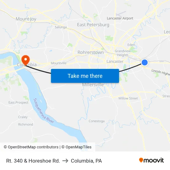 Rt. 340 & Horeshoe Rd. to Columbia, PA map