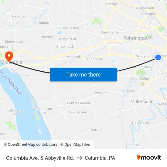 Columbia Ave. & Abbyville Rd. to Columbia, PA map