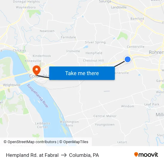 Hempland Rd. at Fabral to Columbia, PA map