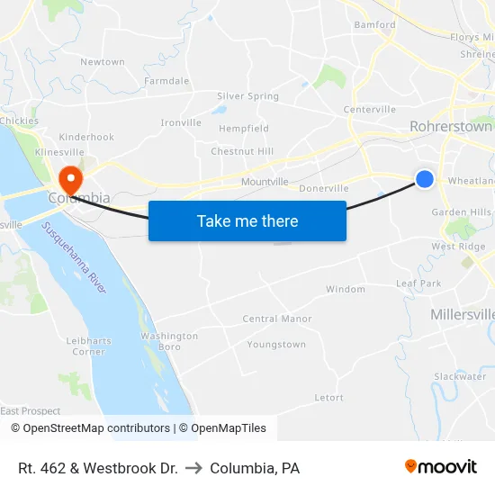Rt. 462 & Westbrook Dr. to Columbia, PA map