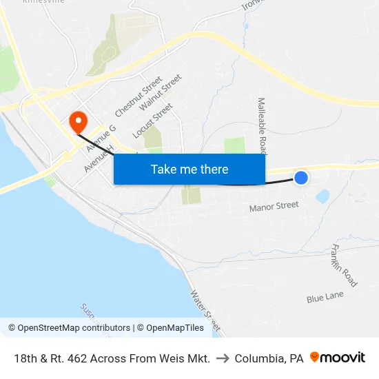 18th & Rt. 462 Across From Weis Mkt. to Columbia, PA map