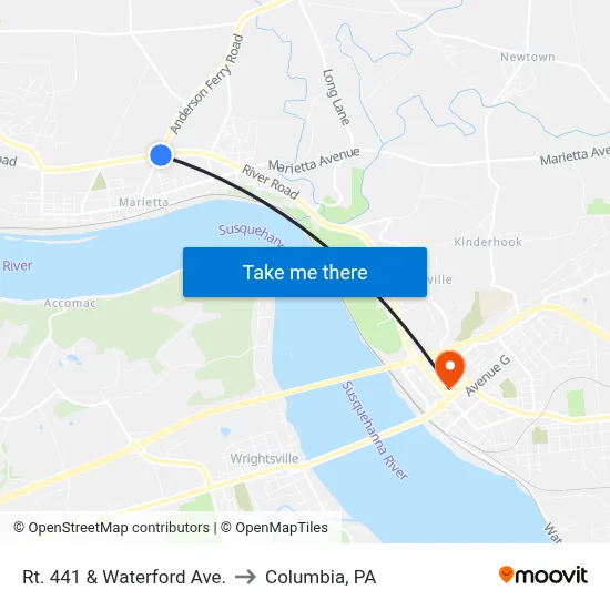 Rt. 441 & Waterford Ave. to Columbia, PA map