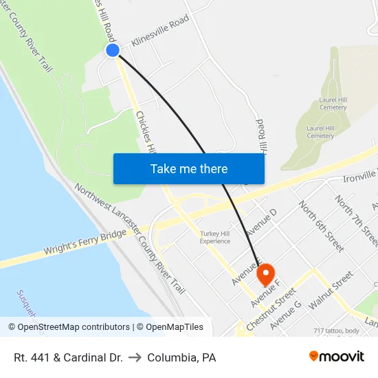 Rt. 441 & Cardinal Dr. to Columbia, PA map