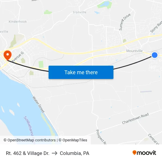 Rt. 462 & Village Dr. to Columbia, PA map
