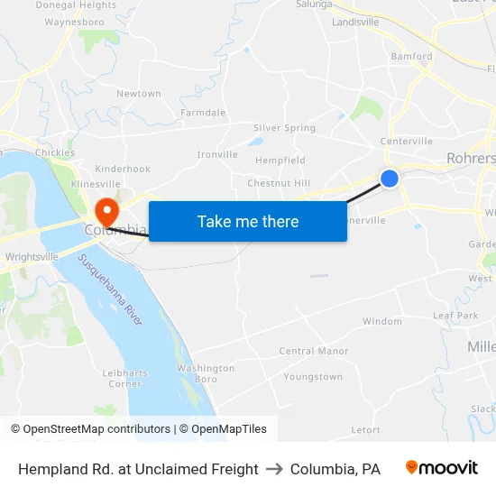 Hempland Rd. at Unclaimed Freight to Columbia, PA map