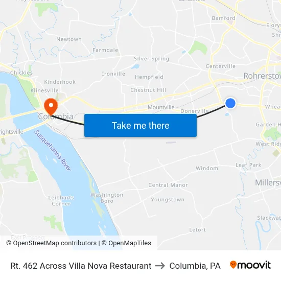 Rt. 462 Across Villa Nova Restaurant to Columbia, PA map