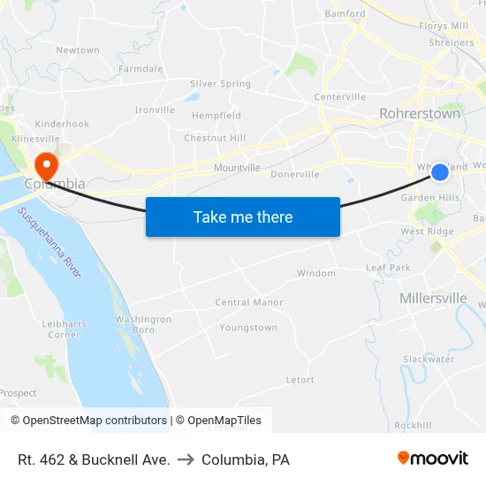 Rt. 462 & Bucknell Ave. to Columbia, PA map