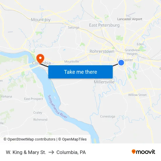 W. King & Mary St. to Columbia, PA map