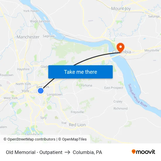 Old Memorial - Outpatient to Columbia, PA map