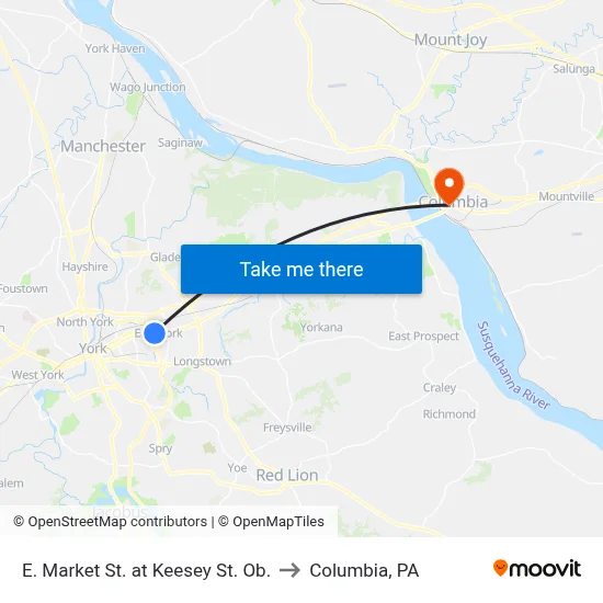 E. Market St. at Keesey St. Ob. to Columbia, PA map