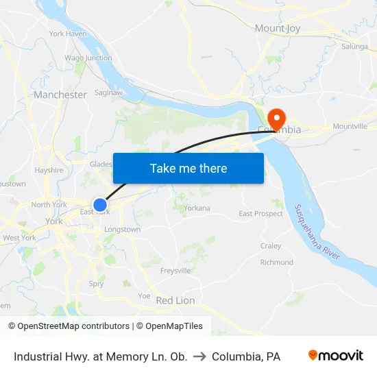 Industrial Hwy. at Memory Ln. Ob. to Columbia, PA map