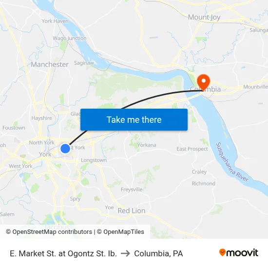 E. Market St. at Ogontz St. Ib. to Columbia, PA map