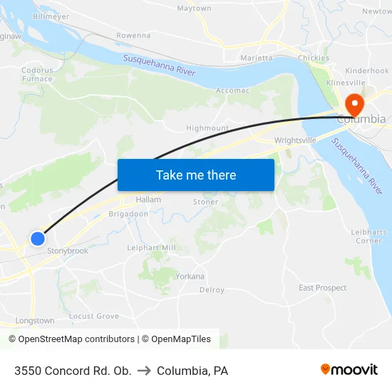 3550 Concord Rd. Ob. to Columbia, PA map