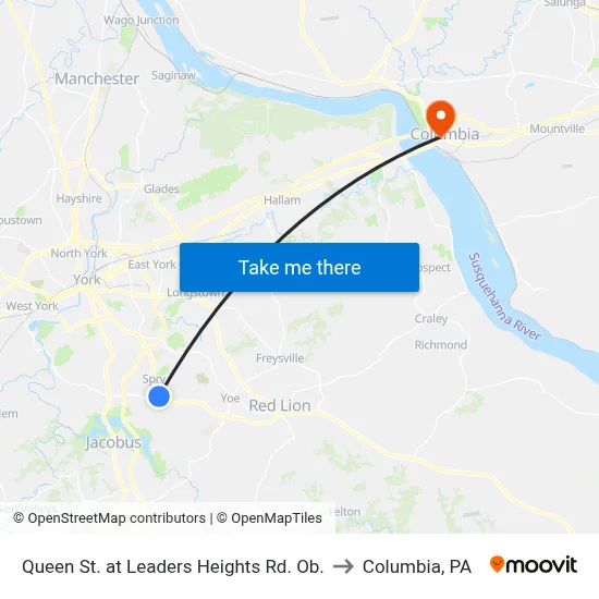 Queen St. at Leaders Heights Rd. Ob. to Columbia, PA map