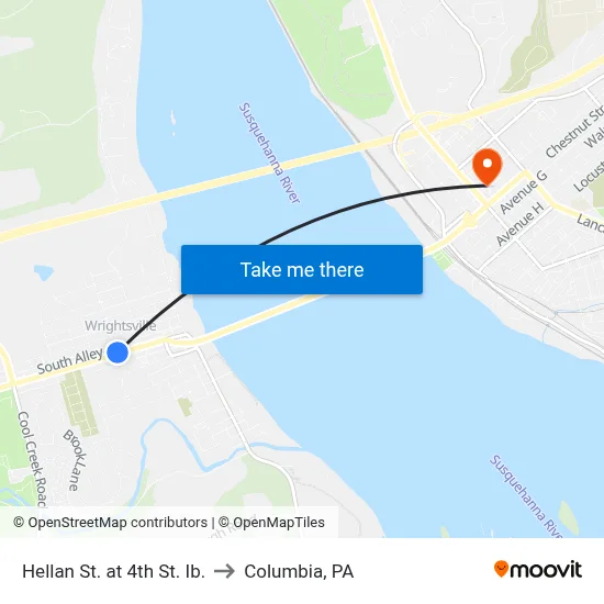 Hellan St. at 4th St. Ib. to Columbia, PA map