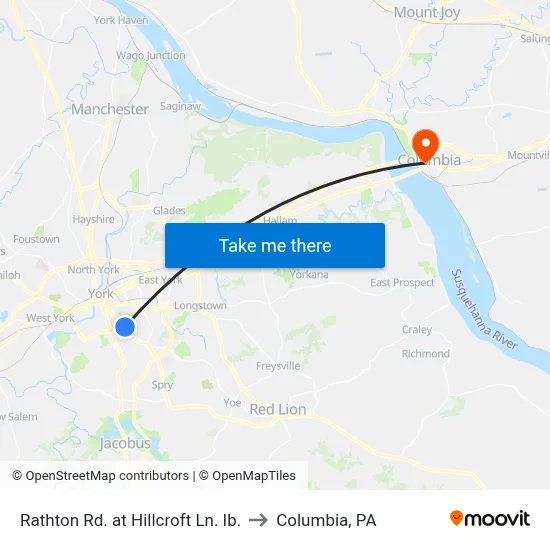 Rathton Rd. at Hillcroft Ln. Ib. to Columbia, PA map