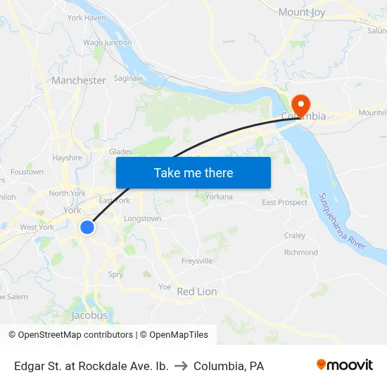 Edgar St. at Rockdale Ave. Ib. to Columbia, PA map