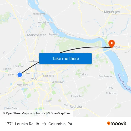 1771 Loucks Rd. Ib. to Columbia, PA map
