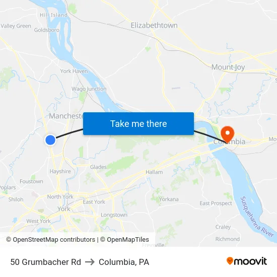 50 Grumbacher Rd to Columbia, PA map