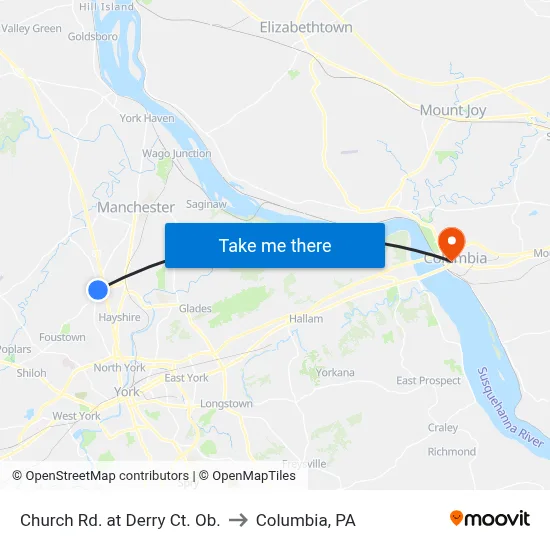 Church Rd. at Derry Ct. Ob. to Columbia, PA map