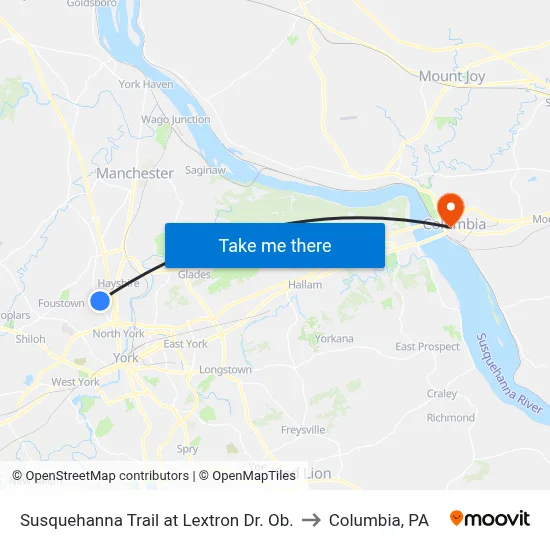 Susquehanna Trail at Lextron Dr. Ob. to Columbia, PA map