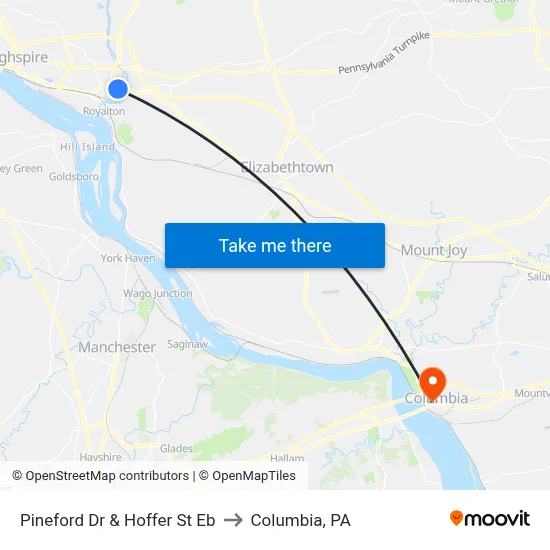 Pineford Dr & Hoffer St Eb to Columbia, PA map