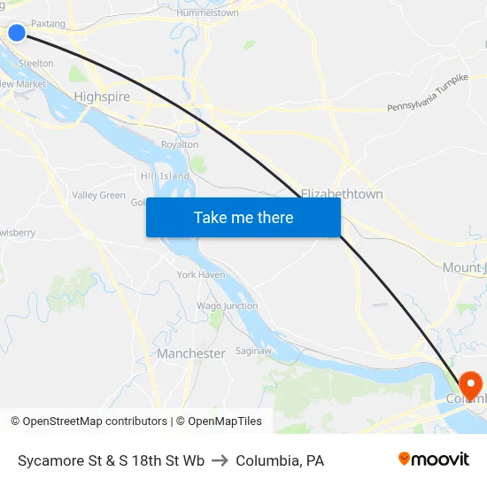 Sycamore St & S 18th St Wb to Columbia, PA map