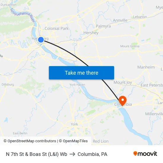N 7th St & Boas St (L&I) Wb to Columbia, PA map