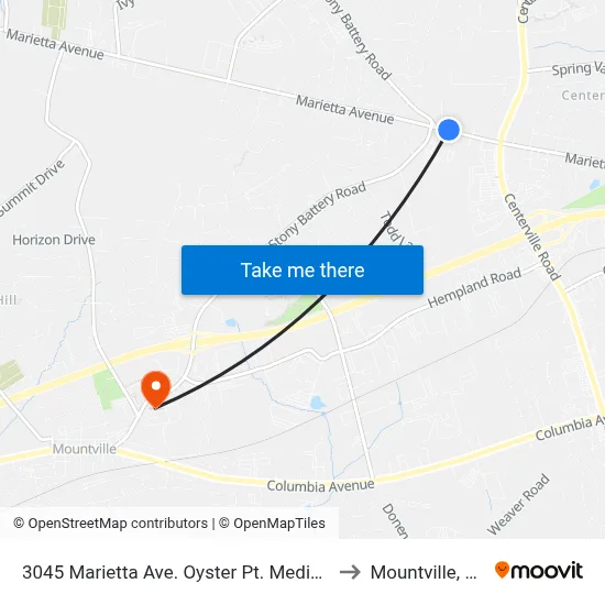 3045 Marietta Ave. Oyster Pt. Medical to Mountville, PA map