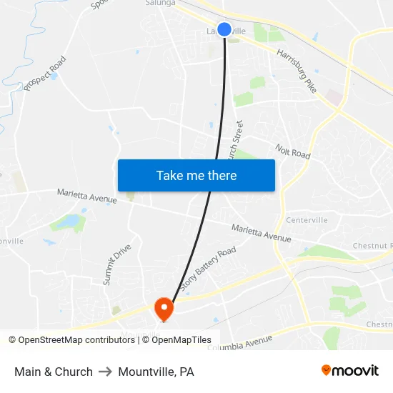 Main & Church to Mountville, PA map