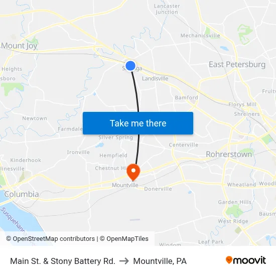 Main St. & Stony Battery Rd. to Mountville, PA map