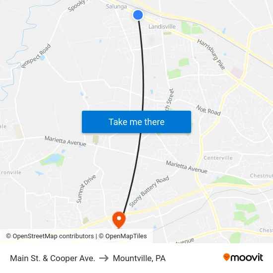 Main St. & Cooper Ave. to Mountville, PA map