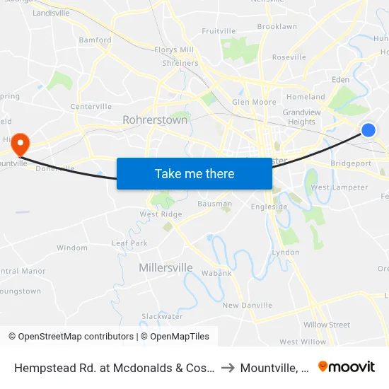 Hempstead Rd. at Mcdonalds & Costco to Mountville, PA map